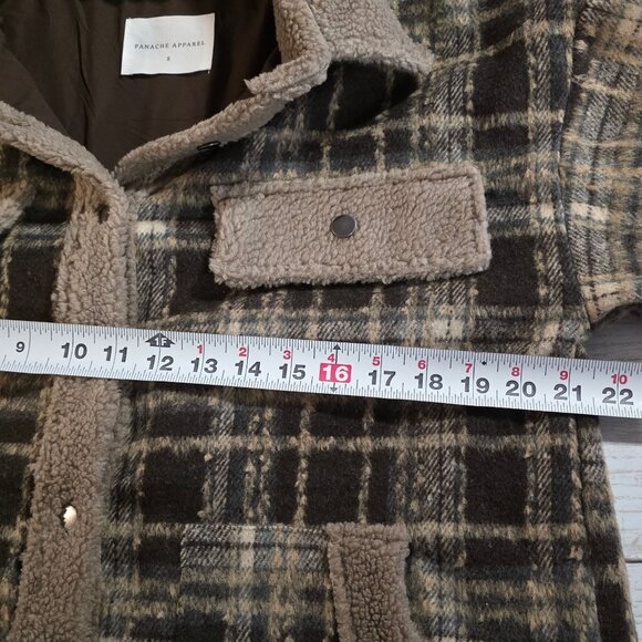 Panache Apparel Karissa Plaid Fleece Jacket Cozy Cabincore Womens Oversized Sm - Picture 6 of 8